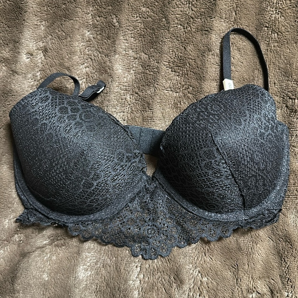 NWT Gilly Hicks Push Em Up Balconet Black Lace Sz 34DD